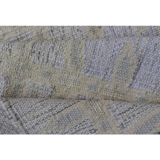 Modern Scandinavian Flat Weave Runner in Soft Ivory and Muted Gray 2'10 X 12'3 For Sale - Image 9 of 10