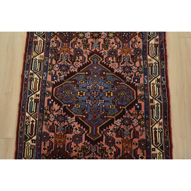 1990s Hamedan Runner 2’8” X 9’6” Pink Wool Vintage Tribal Hand-Knotted Rug For Sale - Image 5 of 13