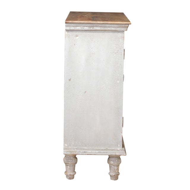 1960s 1960s Carved Wood and Painted Teak Cabinet With Mirrored Back For Sale - Image 5 of 6