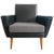 Cool mid-century Danish design armchair from the 1960s. Made in black leatherette with a new upholstered seat in gray...