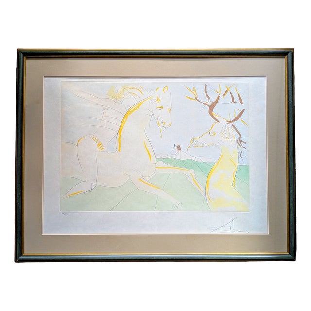 Salvador Dali, Horse Who Wanted to Take Revenge on the Deer, 1974, Drypoint Etching and Stencil, Framed For Sale