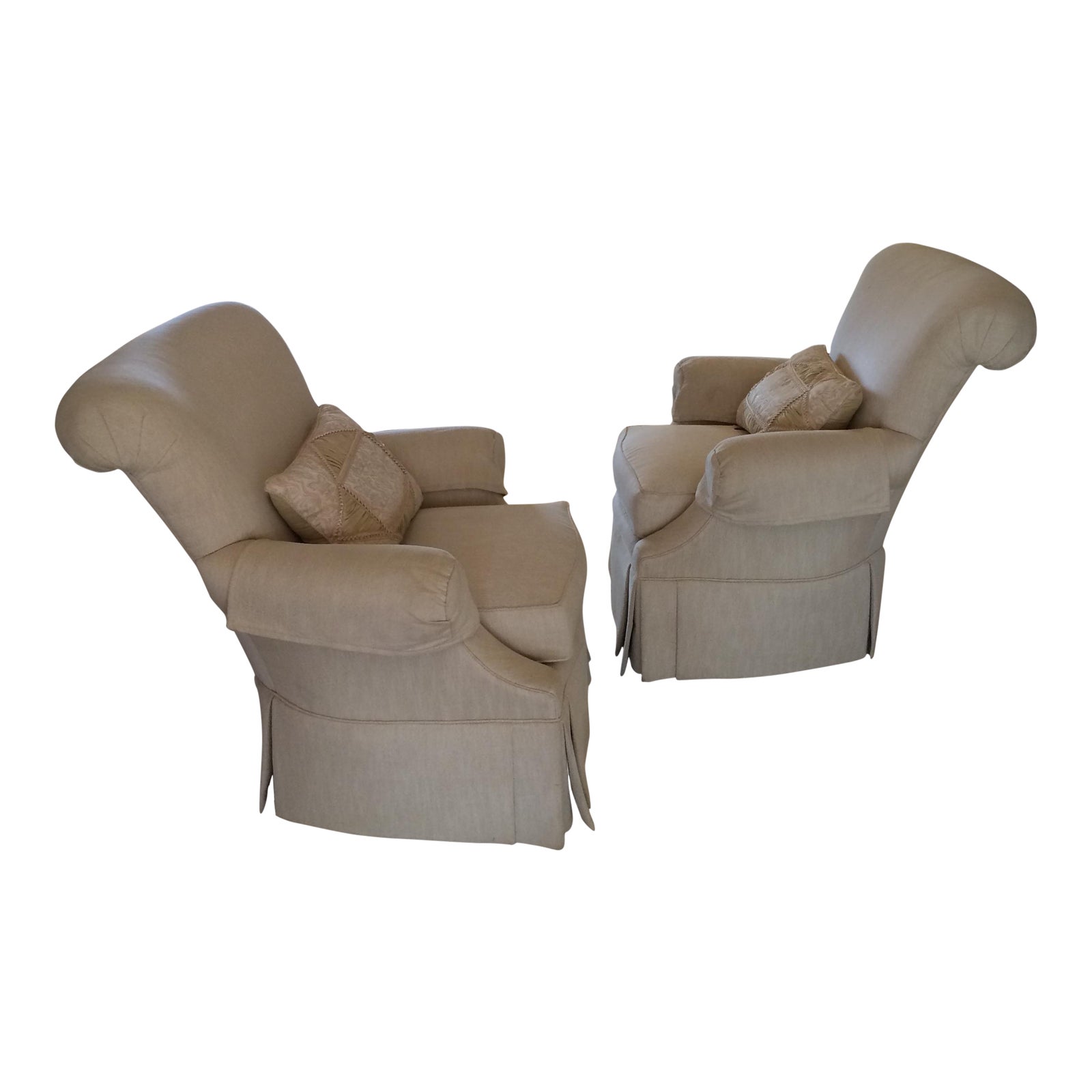 Thomasville Upholstered Arm Chairs Pair Chairish