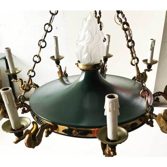 Huge eleven- light French Empire Chandelier Circa 1950s Gold and dark green Wired for US and in working condition 40W Max...