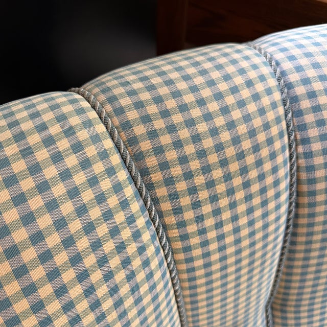 Teal Gingham Danish Art Deco Club Chair For Sale In New York - Image 6 of 7