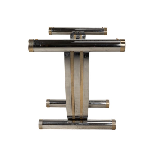 Vintage Chrome & Brass Dining Table Base Attributed to Romeo Rega 1970s For Sale - Image 10 of 13