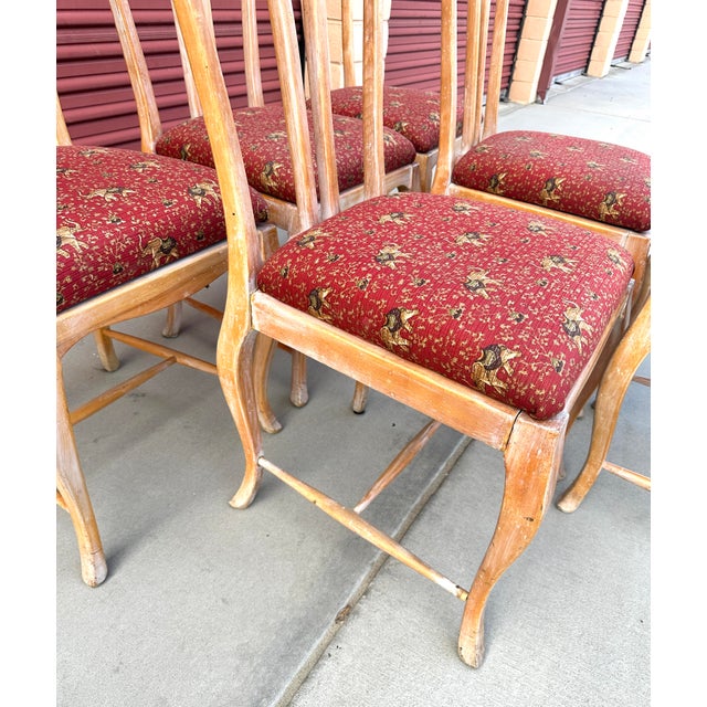 Brick Red Vintage Mid 20c Gustavian Style Cerused Dining Chairs-Set of 6 For Sale - Image 8 of 12