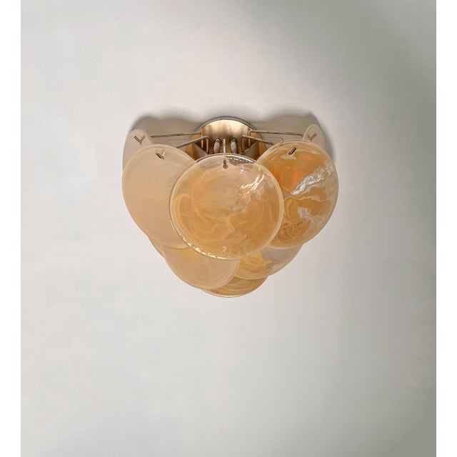 Iridescent Alabaster Gold Disc Glass Wall Sconces, 1990s, Set of 2 For Sale - Image 8 of 18