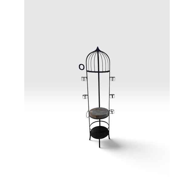 Hollywood Regency 1980s Signed Phyllis Morris Beverly Hills Monumental Wrought Iron Wine & Cheese Stand, 83” For Sale - Image 3 of 11
