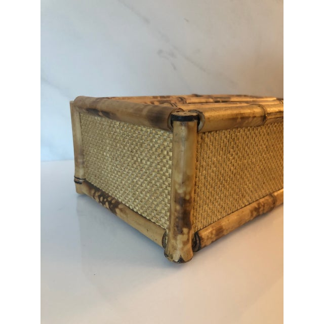 Wood 1970s Bamboo Rattan Tissue Box Cover For Sale - Image 7 of 10