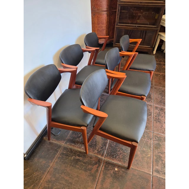 Wood Mid -Century Danish Modern Teak Kai Kristiansen Z Chair # 42 Set 6 For Sale - Image 7 of 7