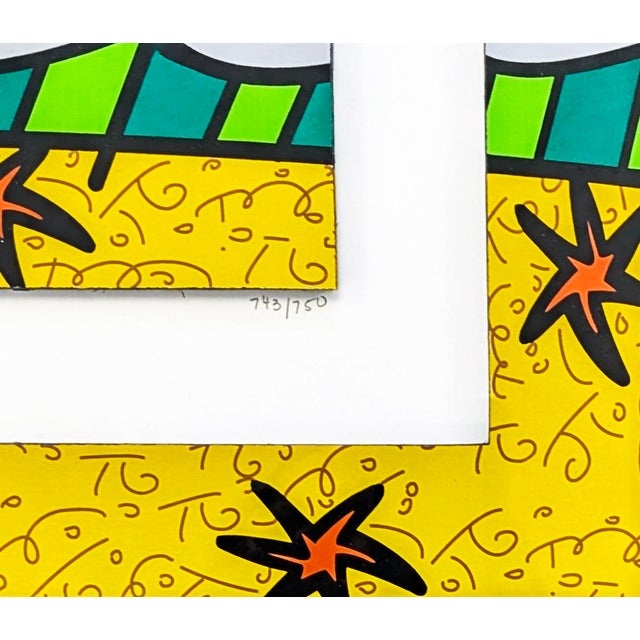 Pop Art Romero Britto, New Horizon, Signed 3d Constructed Serigraph, 28 X 34 In. Framed, Pop Art, 2014 For Sale - Image 3 of 6