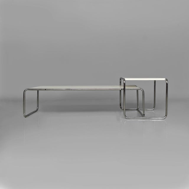 Italian Modern Laccio Coffee Tables in White Laminate attributed to Marcel Breuer for Gavina, 1970s, Set of 2 For Sale - Image 6 of 16
