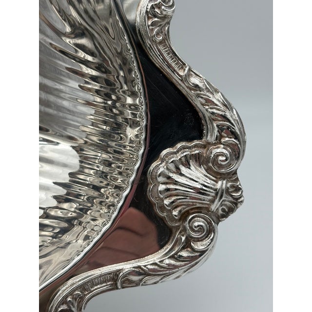 Rococo Vintage English Silver Mfg. Corp. Silverplate Scallop Shell Serving Dish For Sale - Image 3 of 8