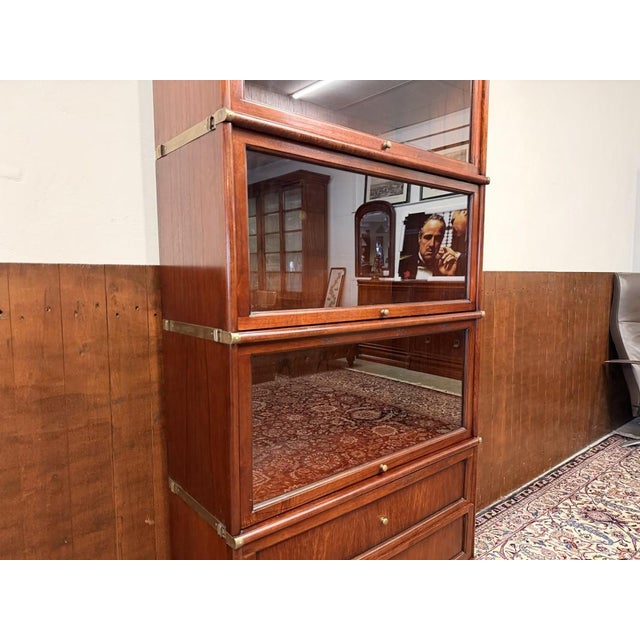 Brown English Mahogany Bookcase from Globe Wernicke For Sale - Image 8 of 15