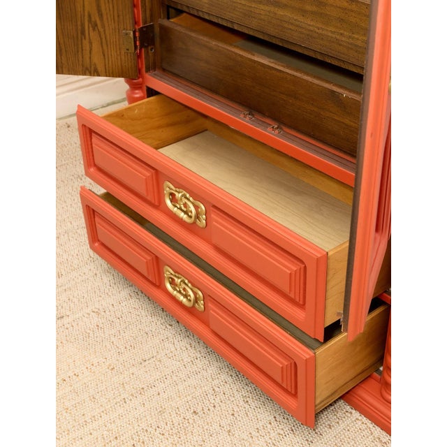 Red Vintage Red Armoire With Ornate Gold Hardware For Sale - Image 8 of 12