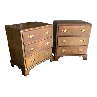 1940s Baker George I Style 3 Drawer Chests With Walnut Burl Veneers - a Pair For Sale