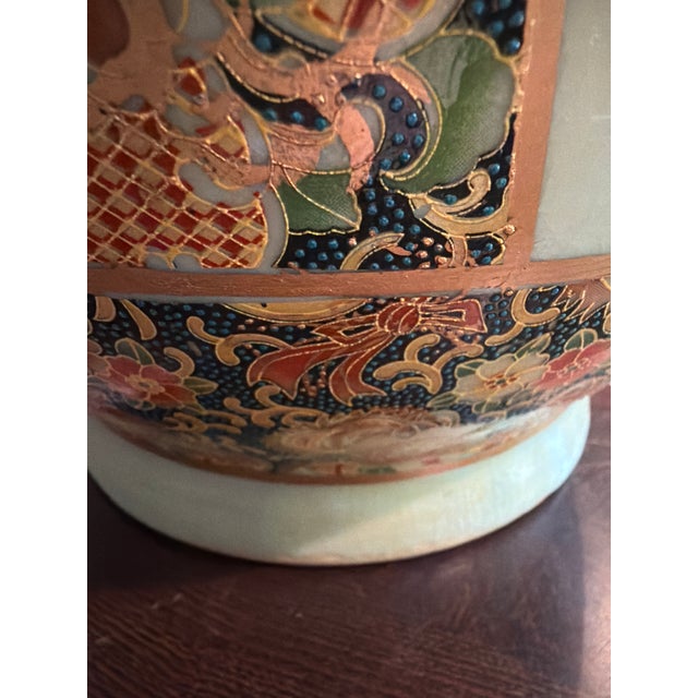 Large Late 20th Century Ornate Chinoiserie Ceramic Floor Vase With Musicians and Gilt Decoration For Sale - Image 12 of 16