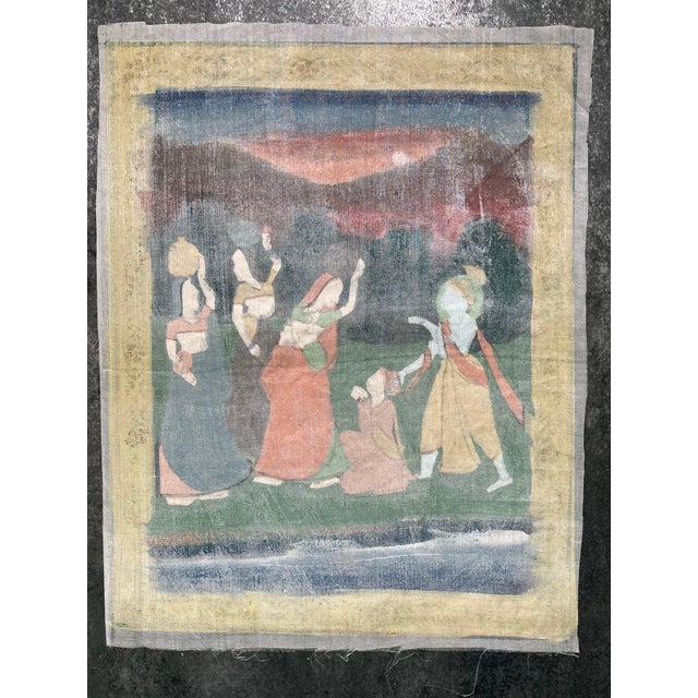 The Libation Indian painting from Rajasthan on silk Mid-20th century Very good condition, vibrant colors Dimensions: 35 x...