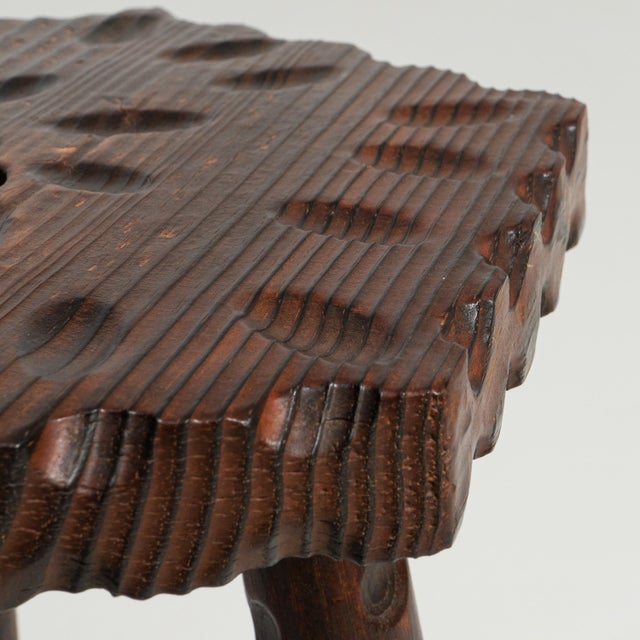 19th Century French Three-Legged Carved Wooden Stool For Sale - Image 9 of 9
