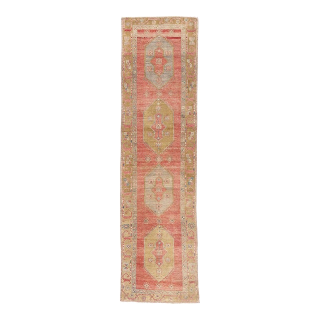 Vintage Turkish Oushak Rug, 03'03 X 12'00 For Sale