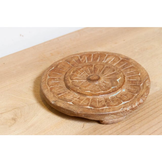 Vintage Carved Wooden Candle Stand For Sale - Image 4 of 5