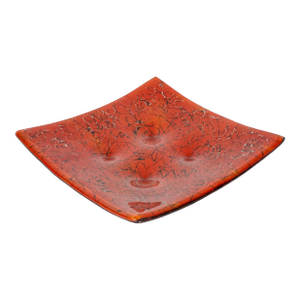 Mid 20th Century Andreas Meyer Israel Vered Meyer Signed Red Fused Nahariya Glass Platter Tray