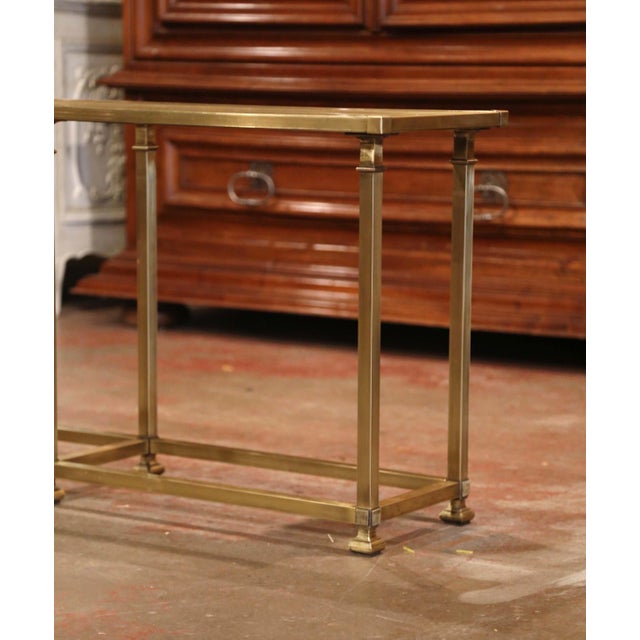 Midcentury French Six Leg Brass And Beveled Glass Console Table Jansen Style Chairish