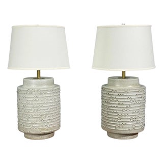 David Cressey, Earthtone Glaze Ceramic, Large Table Lamps, Usa, 1970s For Sale