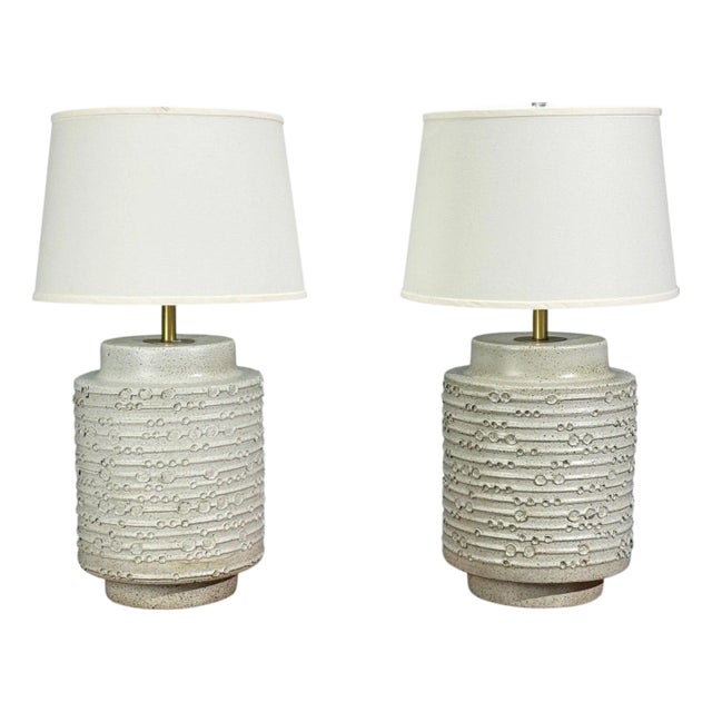 David Cressey, Earthtone Glaze Ceramic, Large Table Lamps, Usa, 1970s For Sale