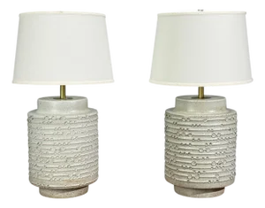 David Cressey, Earthtone Glaze Ceramic, Large Table Lamps, Usa, 1970s