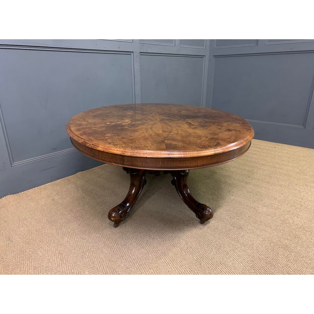 Large Victorian Burr Walnut Coffee Table, 1870 For Sale - Image 11 of 15