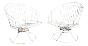 Mid 20th Century Vintage Homecrest Bottemiller Mid Century Modern Metal Swivel Club Chairs - Pair