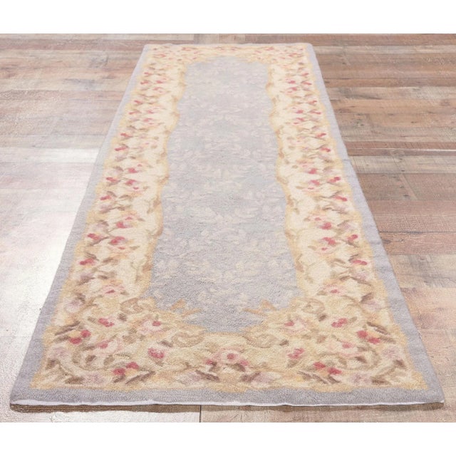 Blue Late 20th Century Vintage Aubusson American Hooked Rug - 02'02 X 07'03 For Sale - Image 8 of 10