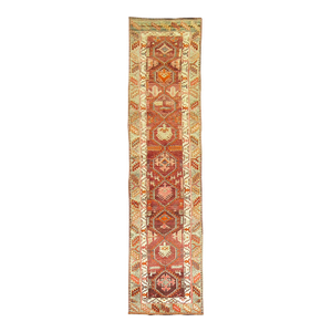 Brown Burgundy 20th Century Geometric Vintage Armenian Runner