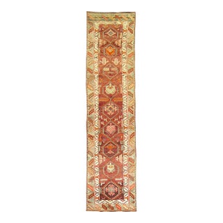 Brown Burgundy 20th Century Geometric Vintage Armenian Runner - 2'11" x 13'9" For Sale