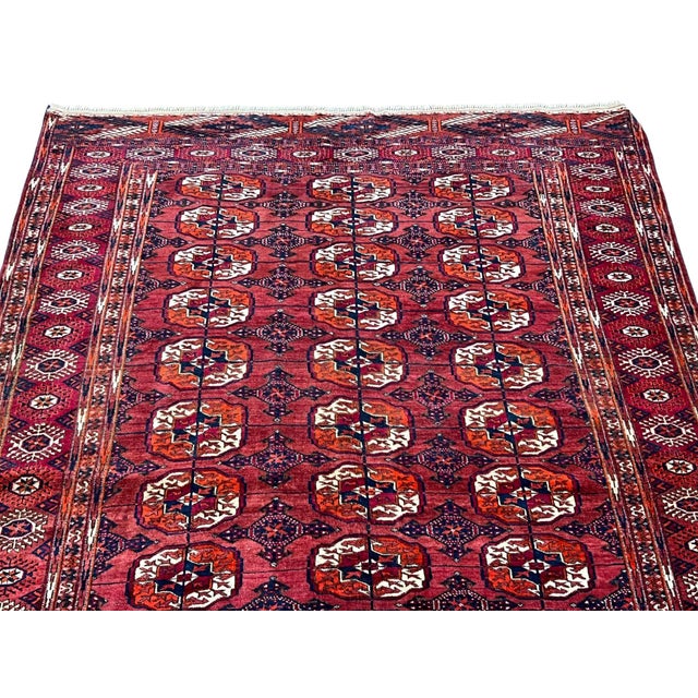 Vintage Afghan Turkmen Bokhara Wool Rug 5’3” X 7’11” For Sale - Image 4 of 6