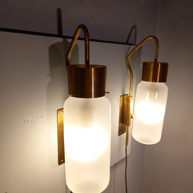 Gold LP10 Bidone Wall Light in Brass by Luigi Caccia Dominioni for Azucena, 1990s, Set of 2 For Sale - Image 8 of 17