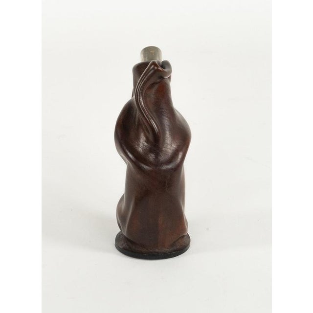 1960s Mid-Century Liqueur Bottle in Brown Leather and Glass, Italy, 1960s For Sale - Image 5 of 14