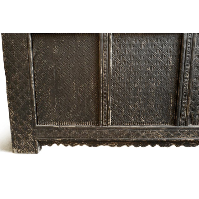 Vintage Black Carved Jilang Sideboard Credenza For Sale - Image 9 of 9