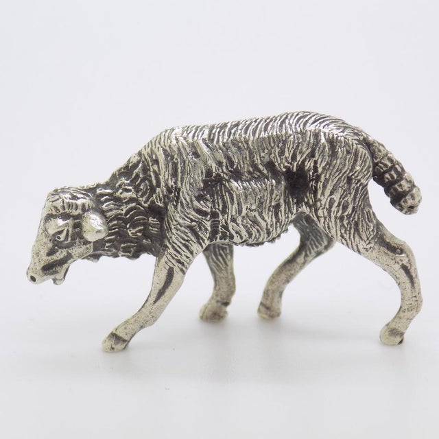 Vintage Italian Genuine Silver Sheep Detailed Figurine, 1970s For Sale - Image 11 of 11
