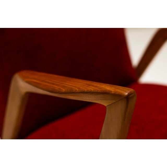 Vintage Italian Armchair in Walnut and Burgundy, 1960s For Sale - Image 12 of 13