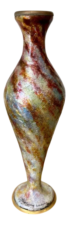 Enameled Copper Vase by Jules Sarlandie, Limoges