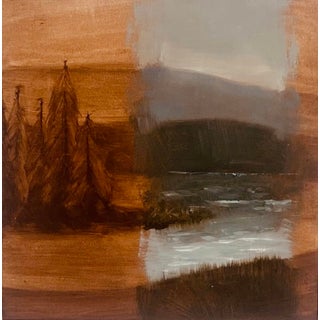 Mountain Escape by Alexandra Hansen | Oil on panel landscape with trees and mountains For Sale