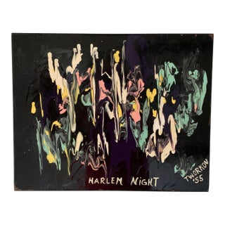 1955 Homage to Tworkov | Acrylic on Masonite Titled “Harlem Night” | Abstract Expressionist Painting, 16x20 For Sale