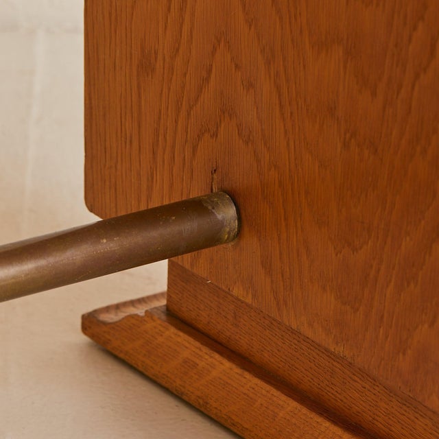 French Oak Architect’s Desk with Inset Glass Top, 1950s For Sale - Image 11 of 11