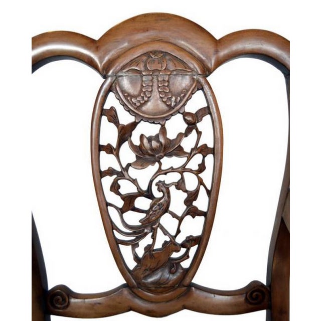 Antique 19th Century Chinese Carved Chair with Hand-Carved Pierced Splat For Sale - Image 4 of 9