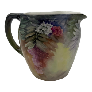 A Rare Hand Painted Jean Pouyat Limoges Porcelain Pitcher by F. M. Wood, Circa 1900