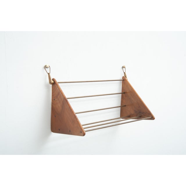 Wood Wall-Mounted Bookcase in Walnut by Carl Auböck, 1950s For Sale - Image 7 of 15