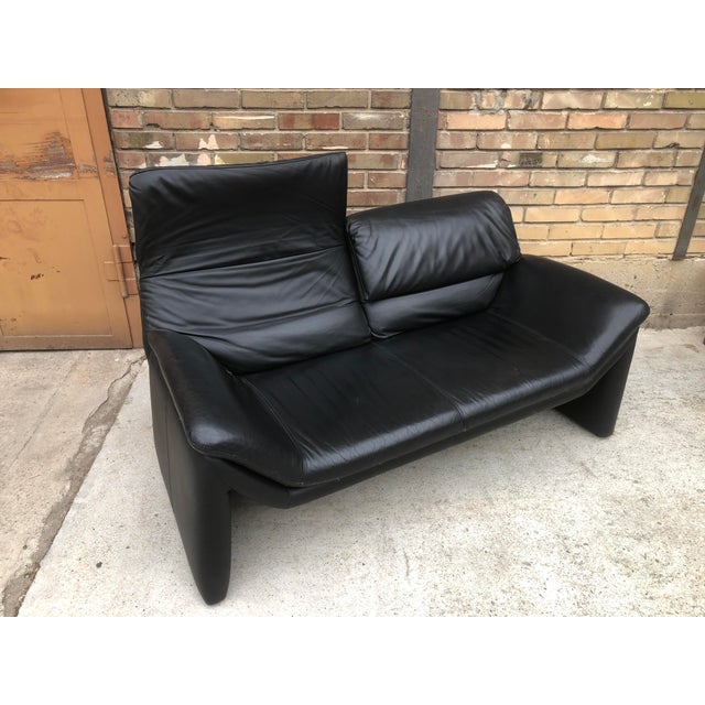 Two-Seater Sofa in Black Genuine Leather by Hans Kaufeld for de Sede, 1980s For Sale - Image 10 of 15