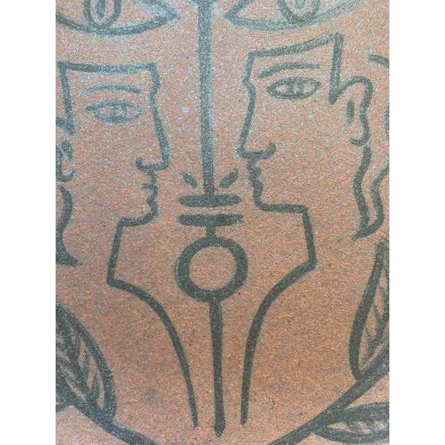 2020s Slab Built Decorated Earthenware Platter in Manner of Jean Cocteau For Sale - Image 5 of 8